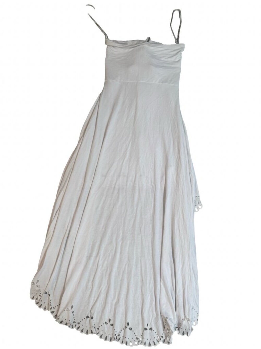 Classique White Strapless High-Low Eyelet Maxi Dress Small